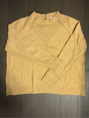 Fat Face Camel Brown Eyelet Yoke Crewneck Sweater